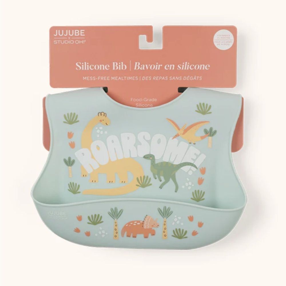 Ju-Ju-Be Silicone Bib - Dino Fun in Green